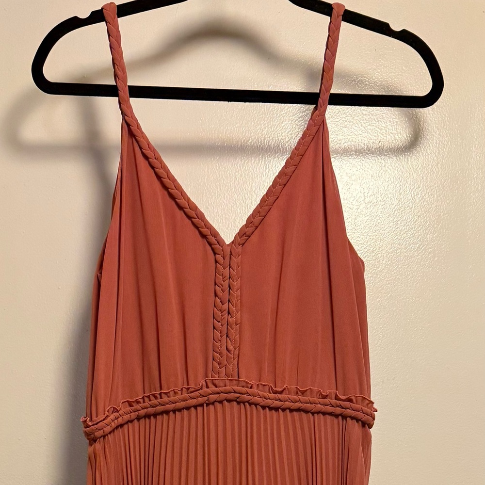 Sézane Dusty Pink Rose Pia Pleated Midi Dress
